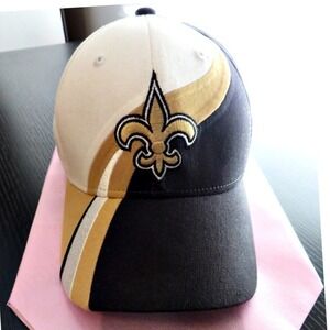 New Orleans Saints NFL Team‎ Apparel L/XL Fitted Stretch-Fit Hat Black Gold